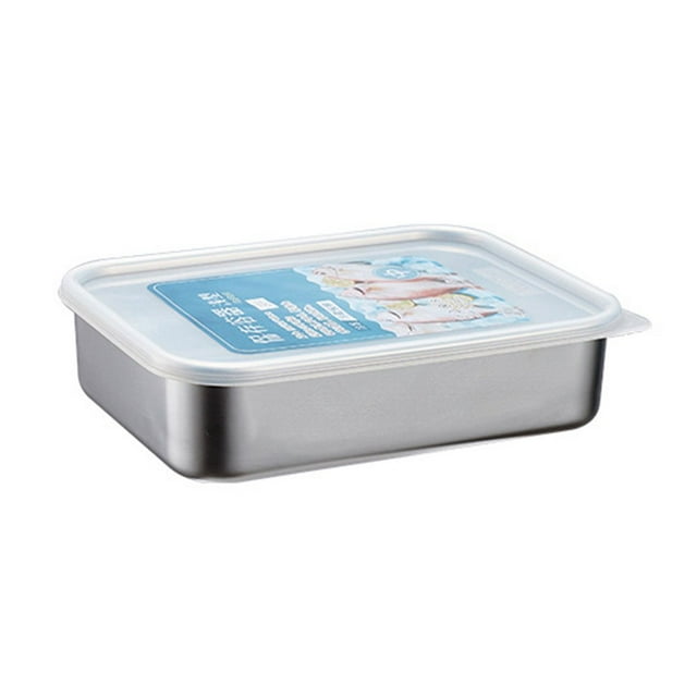 MesaSe Storage Holder Food Grade Leak-proof Food Container with Clear Lid Insulation Cold Preservation Stainless Steel Freezer Box for Dinning Room
