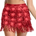 thumbnail image 6 of UQJfacai Sparkly Sequin Fringe Skirt Light Up Tassel Shorts Belly Dance Skirts Rave Festival Outfits for Women, 6 of 6
