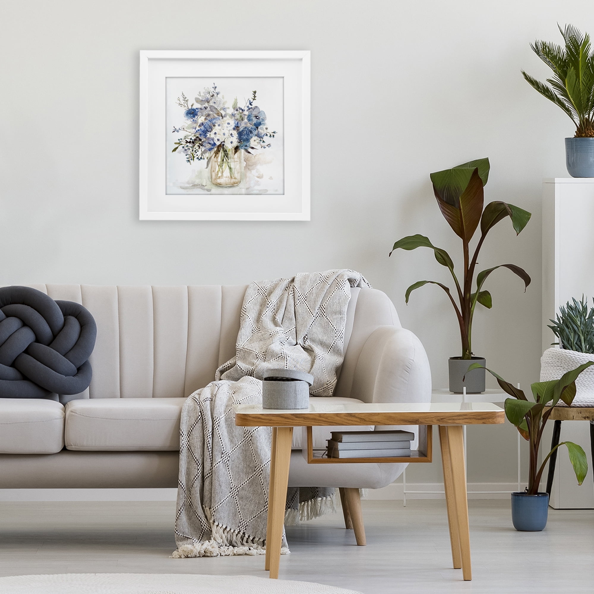 Stupell Industries Blue & White Spring Flowers White Framed Print Under Glass, design by Carol Robinson
