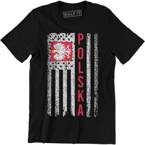 Polish Roots American Grown Poland Usa Flag Polska America T-Shirt