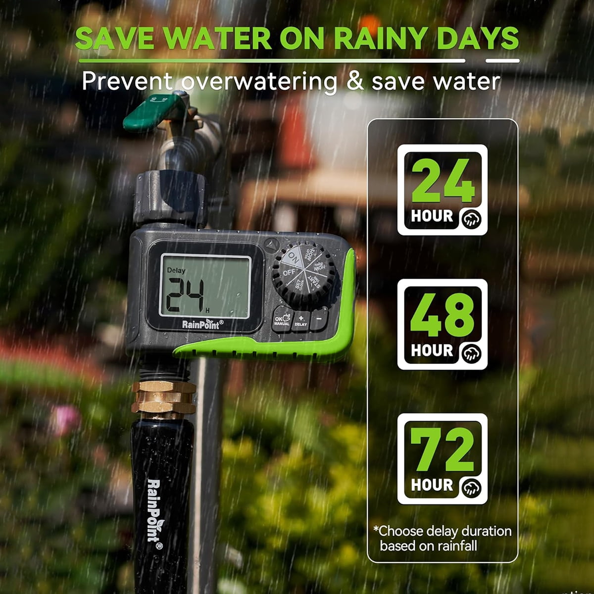 RainPoint Programmable Water 1-Zone for Outdoor, Automatic Irrigation Controller System, Sprinkler Hose Timer for Garden Yard Lawn, Watering Controller