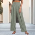 thumbnail image 2 of Cmfcve Womens Wide Leg Pants Like Linen High Waisted Pleated Front Palazzo Pants Casual Loose Fit Business Trousers, 2 of 5