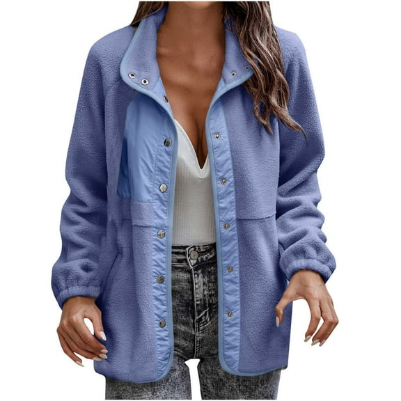 Lilgiuy Ladies Winter Loose Top Solid Color Long Sleeve Hoodless Casual Plush Jacket/Jacket Winter Fashion 2022