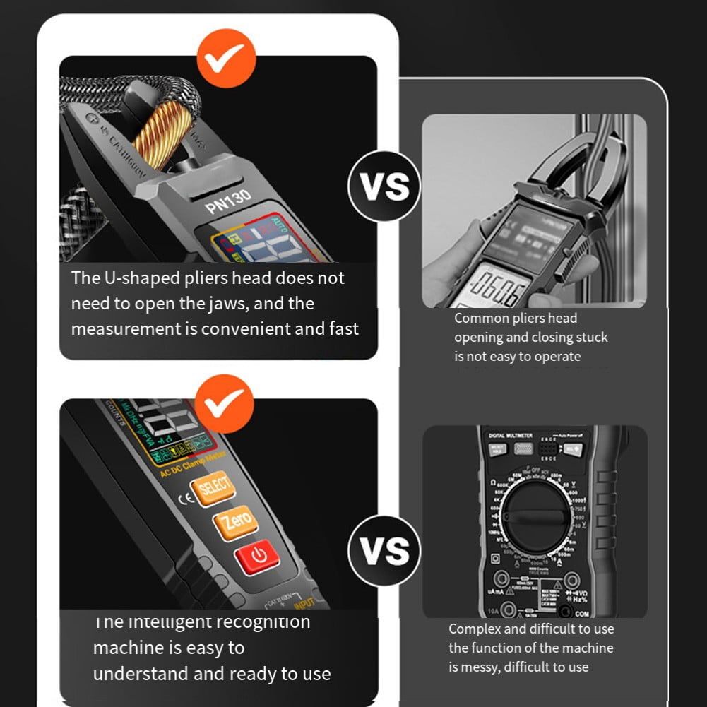 Yannee PN130 Digital U-shaped Clamp Meter Smart VA Color Screen Multimeter Rechargeable