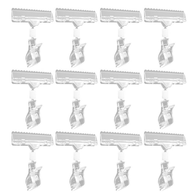 12 Pcs Retail Sign Clips Plastic Sign Holder Clips Rotatable Price Sign Clips