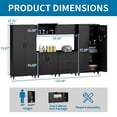 thumbnail image 6 of IKIMI 6-Piece Garage Storage Cabinet Set, Heavy Duty Metal Garage Cabinets System Workshop Set with 2* Tall Tool Cabinets+ 2 * Wall Mounted Cabinet+ 2 * Tool Cabinet with Wheels, Black, 6 of 8