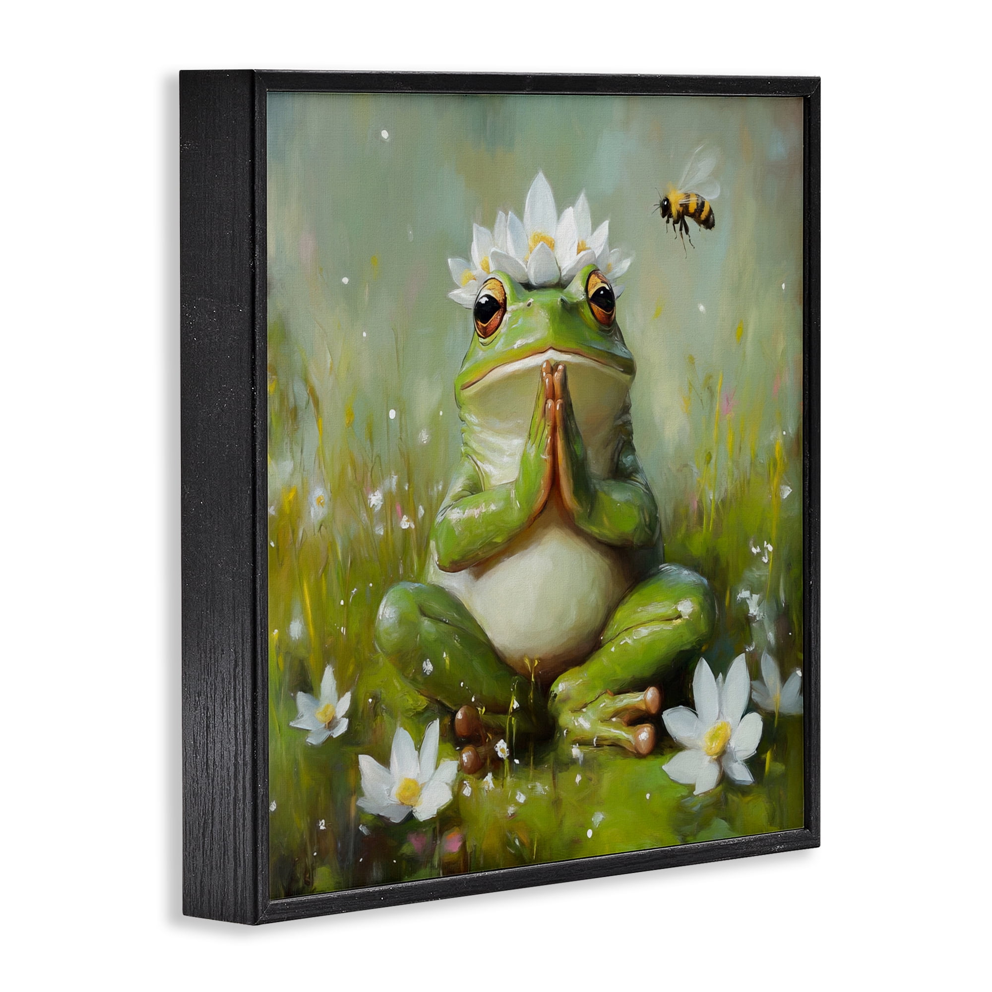 Stupell Industries Buddha Bullfrog Meditation Black Framed Giclee Art, design by Tina LeCour