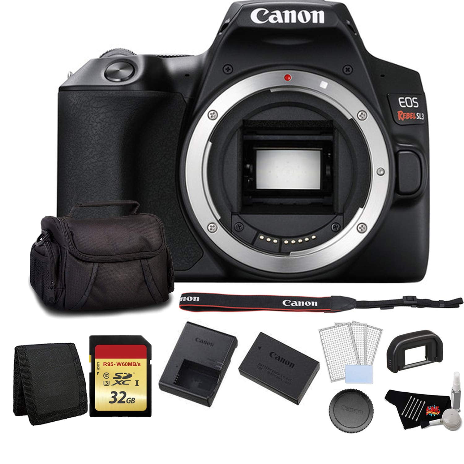 Canon EOS Rebel SL3 DSLR Camera (Black Body Only) Advanced Bundle(International Model)
