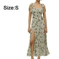thumbnail image 2 of Vestido largo elegante con escote cuadrado y estampado floral para mujer, estilo vintage, informal, con tirantes y abertura, 2 of 6
