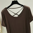 thumbnail image 4 of AherBiu Pajama Tops for Women Round Neck Short Sleeve Crossover Back Comfy Tees Basic Layer Undershirts Homewear, 4 of 7