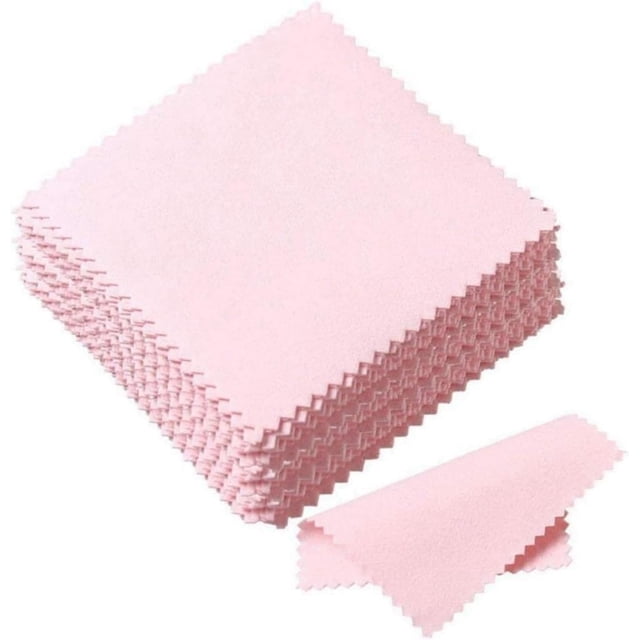 THJOPOKEEL Paño de limpieza de joyería, 100 piezas, microfibra para plata, oro, platino y relojes (Rosa)