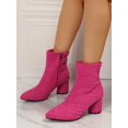 thumbnail image 2 of Women's Fashionable Motorcycle Boots, British Style Pointed Toe High Heel Ankle Boots, Chunky Heel Short Boots, Pointed Toe Slimming, British Style Ro, 2 of 5