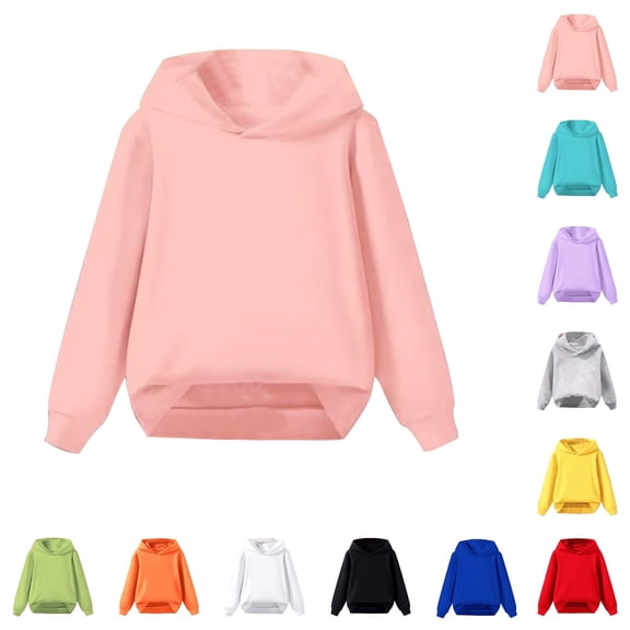 Kids Autumn Solid Color Hooded Pullover Sweater Middle Large Children