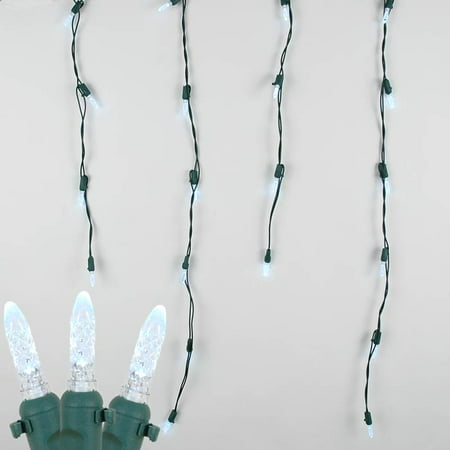 Novelty Lights, Inc. M5 Christmas LED Icicle Light Set, Green Wire, 15 Long, 150 Light ...
