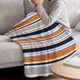 thumbnail image 3 of Orange Grey Striped Blanket Soft Cozy Warm Throw Blanket for Couch, Plush Fuzzy Flannel Fleece Blankets for Sofa, Farmhouse Stripes Modern Abstract Art Bed Blankets Lightweight Gifts for Men, 40"x60", 3 of 9