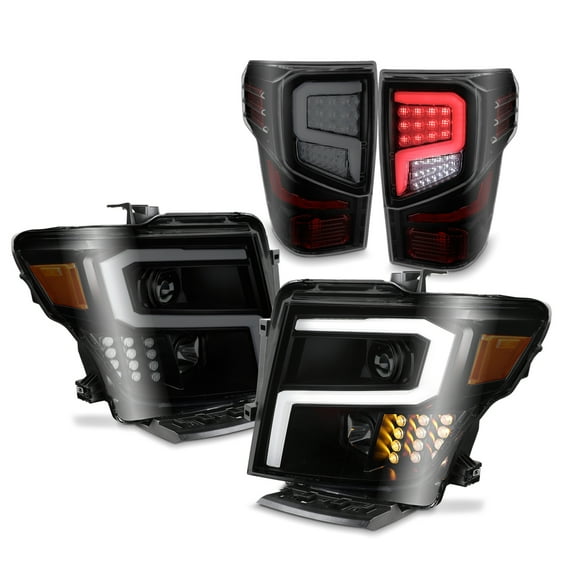 AKKON - For 2016-2021 Nissan Titan LED Switchback Headlights   Light Tube Tail Lights Black Assembly Set