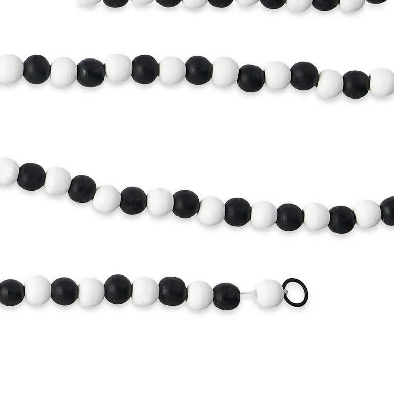 Holiday Time Wood Bead Garland, Black and White, 12' 