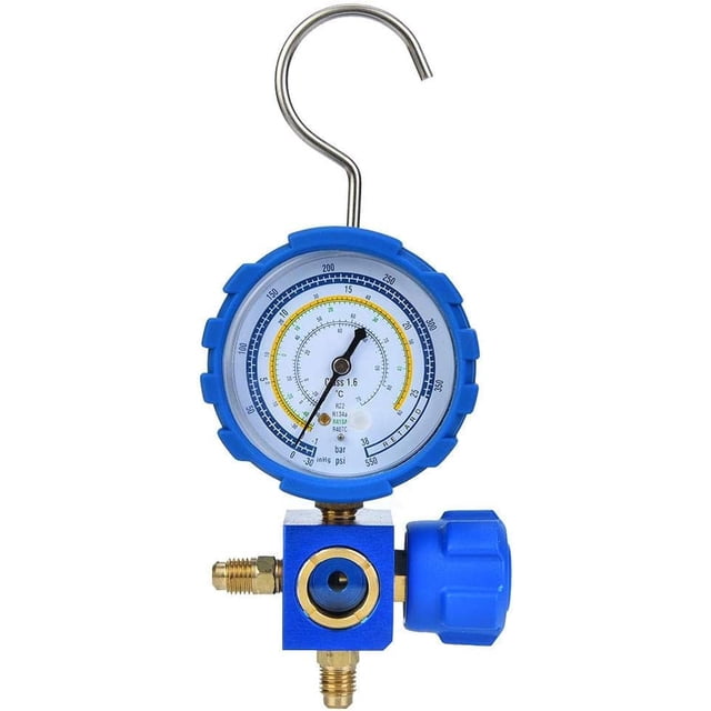 HUGFEGWE Manifold Gauge Set, A/C Manifold with G1/4" Gauges, Air Condition Manifold Gauge Low Pressure A/C Refrigeration Tool , with Sight Glass G1/4, for R22/R410A/R134A/R407C CJ25311-5560