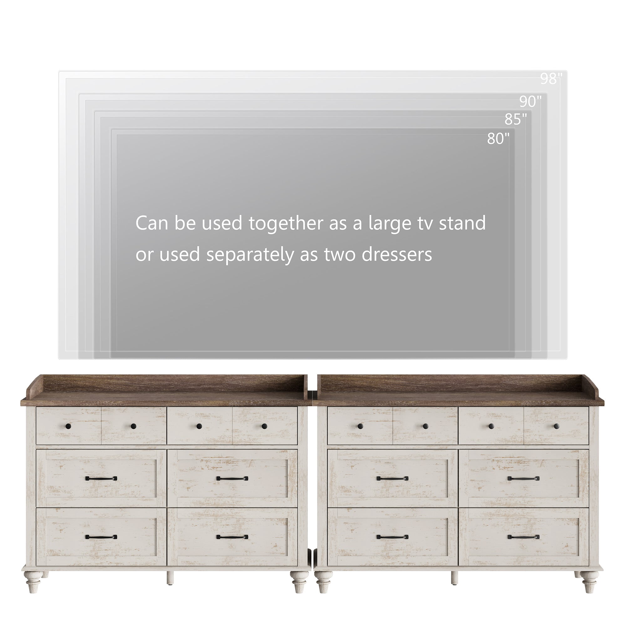 Mid Century Modern Closet Storage Organizer for Living Room, 94" TV Entertainment Center for 98" TVs, Antique White