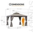 thumbnail image 4 of Sunjoy Roberts Outdoor Patio Steel Frame11 x 13 ft. 2-Tier Soft Top Gazebo with Light Gray Canopy Roof, Netting,  and Curtains, 4 of 13