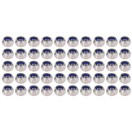 

50Pcs Lock Nuts Nylon 304 Stainless Steel Silver M8 Hex SelfLocking Assortment Kit