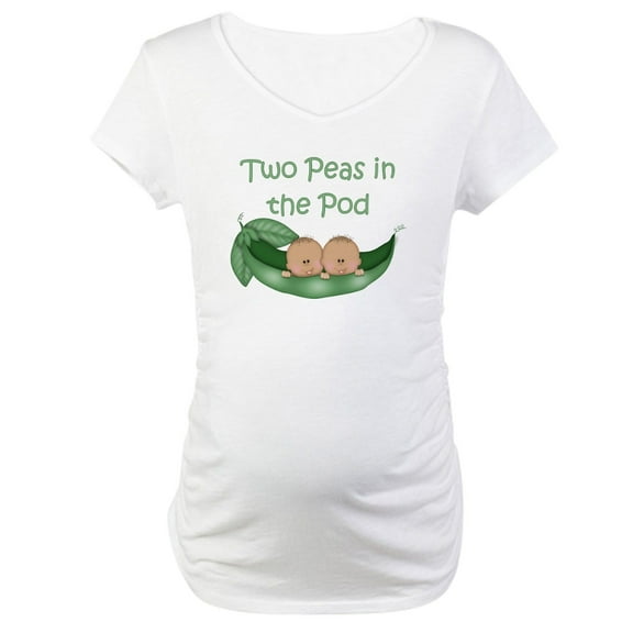 CafePress - TWO PEAS IN THE POD TWINS Maternity T Shirt - Cotton Maternity T-shirt, Cute & Funny Pregnancy Tee