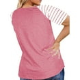 thumbnail image 3 of Hngshg Plus Size Tops for Women Short Sleeve Blouse Summer Splicing Stripe T-Shirt Casual Crew Neck Tees XL-5XL, 3 of 6