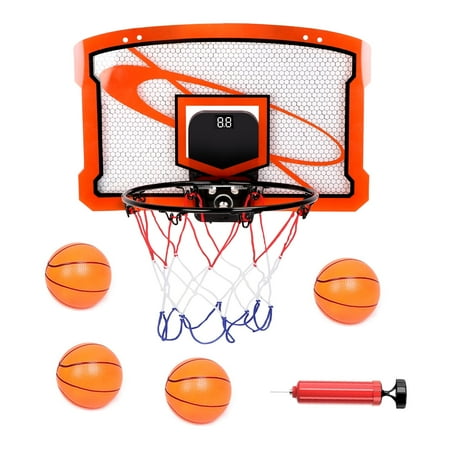 iMounTEK 15.74 X 9.64 Basketball Hoop Interactive Indoor Basketball Toys for Kids Mini Basketball Hoop for Door with 4 Balls