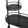 thumbnail image 5 of DecMode 31" x 33" Black Metal Rolling 2 Black Shelves and 1 Clear Shelf Bar Cart with Handles, 1-Piece, 5 of 9