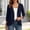 Navy, variant on Women Solid 3/4 Sleeve Lightweight Duster Coat in Soft Weave Fabric for Daily Summer Outer Matching