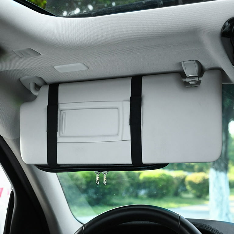 Slopehill Car Interior Accessories Pocket Organizer, Auto Sun Visor Organizer, Multifunction PU Car Storage Bag, Auto Glasses Ticket Documents Folder Mobile