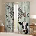 thumbnail image 2 of Homewish Vintage Retro Windmill Blackout Curtains Set of 2 (52x84 Each) for Female Men Adults,Animal Cow Hummingbird Window Curtains,Rustic Lodge Cabin Curtains and Drapes,Breathable Home Decor, 2 of 6