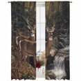 thumbnail image 2 of Forest Deer Semi Sheer Window Curtains 84 Inches Long, Farmhouse Vintage River Elk Rod Pocket Voile Silky Chiffon Curtain Light Filtering Drapes for Living Room, Kitchen, Bedroom, 52"x84", 2 Panels, 2 of 9