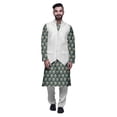 thumbnail image 1 of Atasi Traditional Printed Kurta Churidar Pajama Set With Nehru Jacket For Men, 1 of 5