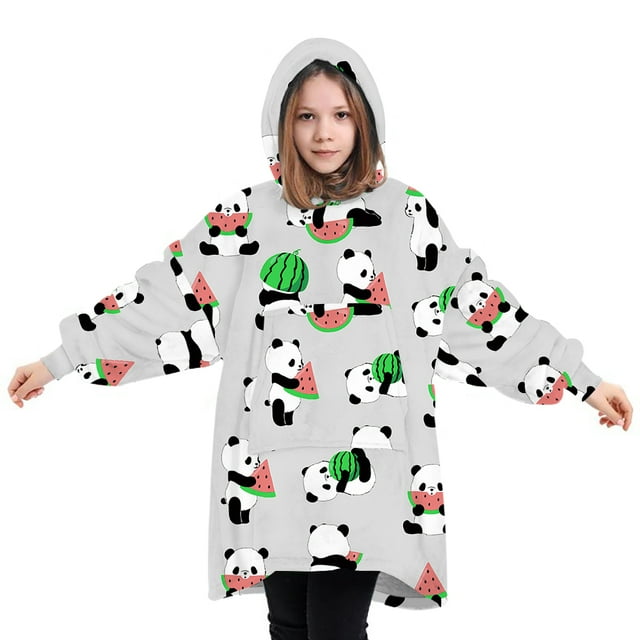 goowrom Couverture Portable en Velours Parent-Enfant à Capuche Imprimée d'Animaux de Dessin Animé