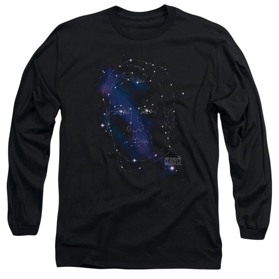 Star Trek Kirk Constellations Long Sleeve Adult 18/1 T-Shirt Black