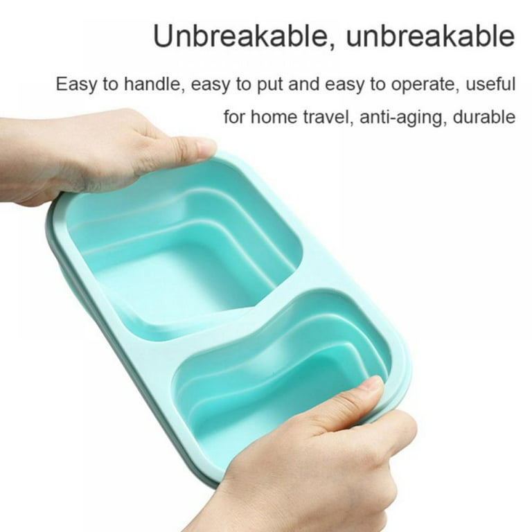 Big Clear!]Collapsible Silica Gel Outdoor Leakproof Folding Food Lunch Box  Pacifier Food Grade Material Does Not Contain BPA 