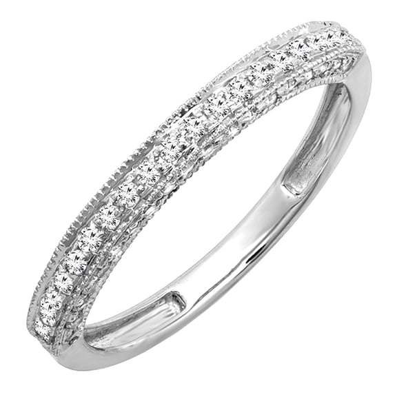 Dazzlingrock Collection 0.40 Carat (ctw) 10K Round Diamond Ladies Anniversary Wedding Enhancer Guard Ring, White Gold, Size 7