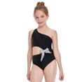 thumbnail image 5 of Fashion Parent-child Swimwear Mom and Children Bow Oblique Shoulder Hollow High Waist One-piece Swimsuit, 5 of 9