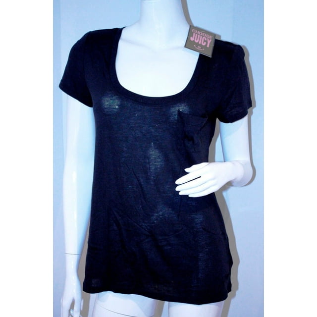 JUICY COUTURE Shoulder Pads TEE SHIRT Slanted Pocket