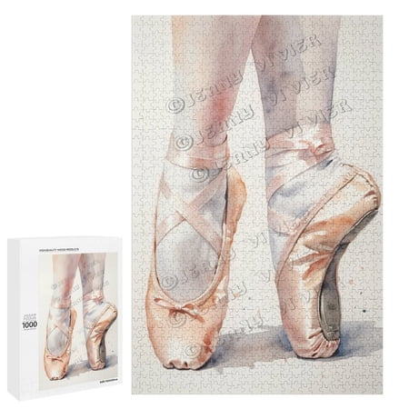 1000 Piece Jigsaw Puzzles for Adults - Wood Puzzles - Watercolor Ballet Shoes Fun and Challenging Brain Exercise for Puzzle Enthusiasts - 20 x 30