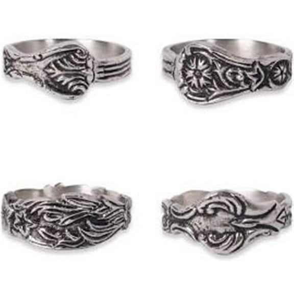Assorted Silver Spoon Napkin Ring Set of 4