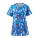 thumbnail image 3 of Blusa médica con cuello en V, cómoda y con estampado de animales lindos, ropa de trabajo multiusos para enfermeras Gato azul, 3 of 9