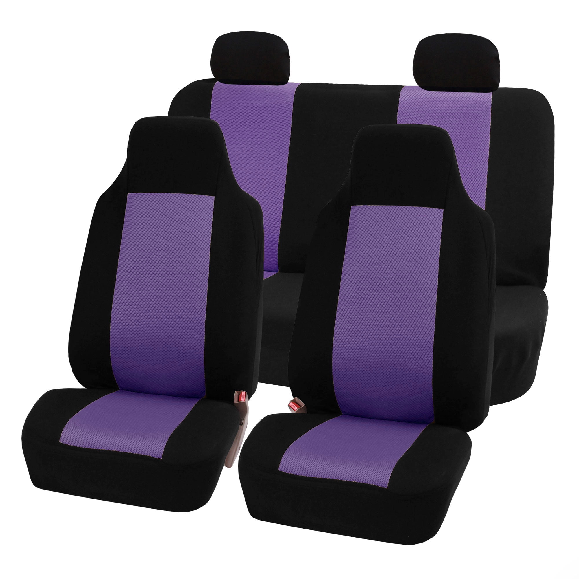 FH Group 3D Airmesh Full Set Car Seat Covers, Purple and Black