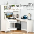 thumbnail image 3 of HOMCOM L-Shaped Desk with Hutch, Computer Desk with Drawers, Home Office Corner Desk Study Workstation Table with Storage Cabinets Shelves, White, 3 of 7