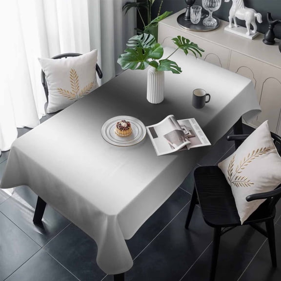 Dark Grey White Table Cloth Waterproof Tablecloths, Farmhouse Ombre Color Modern Simple Tablecloth Dining Table Cover for Kitchen Party Tabletop Outdoor, Rectangle Tablecloth 54x108 Inch