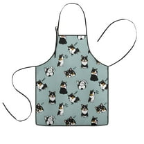 Black Corgi Kids Aprons for Girls and Boys,Adjustable Neck Strap Toddler Aprons for Kids Cooking Baking