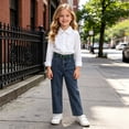 thumbnail image 2 of Emitonse Toddler Baby Girl Clothes Fall Winter Outfits Girls Long Sleeved Shirt Jeans Set Comfortable Soft Casual White,Size 3-4 Years, 2 of 9