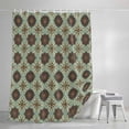 thumbnail image 3 of Abstract Floral Shower Curtain, Vintage Turquoise Moroccan Geometric Art Waterproof Shower Curtain Set with 12 Hooks Lightweight Bath Curtains Fabric Bathroom Decor 72x78 Inches, 3 of 9