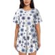 thumbnail image 1 of Fotbe blue Snowflake Prints Conjunto de Pijama Estampado para Mujer, 2 Piezas, Ropa de Dormir con Camiseta de Manga Corta y Shorts Suaves-XX-Large, 1 of 6